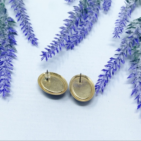 Vintage Tigers Eye Gold Tone Pierced Earrings - Picture 3 of 3